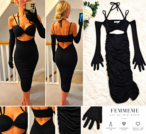 Femmeme black cut - black, ruched
