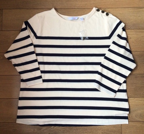 Cream navy stripe - &,