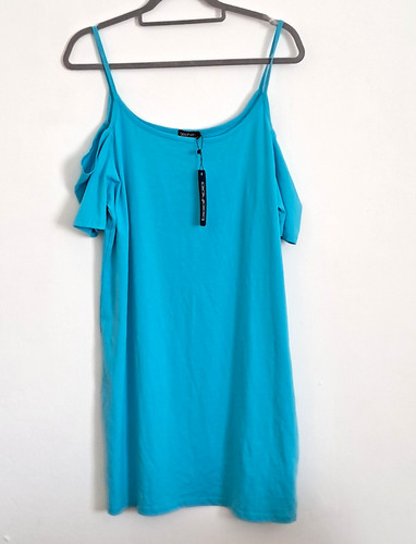 Boohoo turquoise cold shoulder - turquoise,