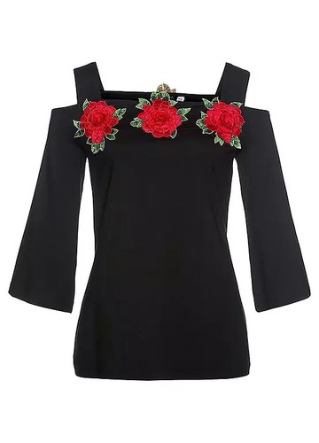 Top cold shoulder jersey knit - top,