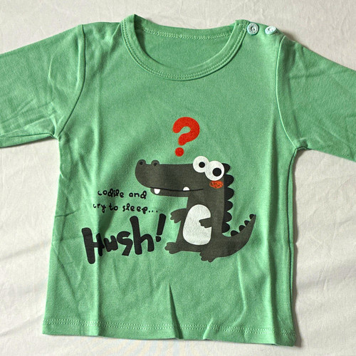 Green cotton jersey long - 0-3y,