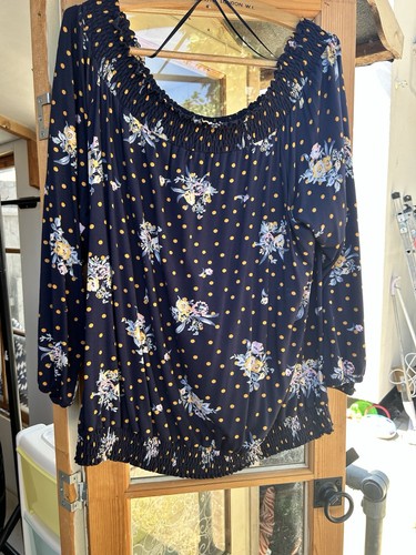 Bonmarché navy polka dot off - navy,