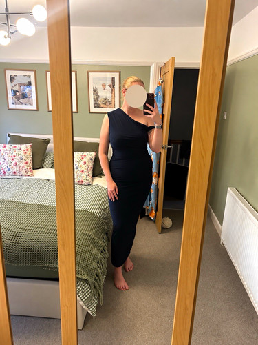 Kaiia navy one shoulder ruched - one,