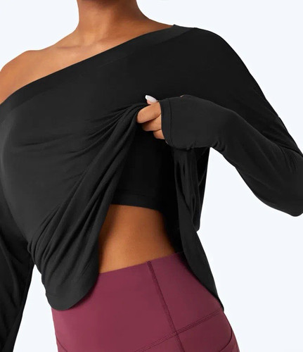 Halara black one shoulder - shoulder, long